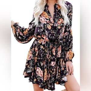 Purple Fall Floral Dress